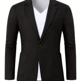 Joior Casual One Button Suit Jacket, Men's Blazer For Spring Fall