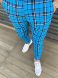 Joior Chic Plaid Slacks, Men's Casual Vintage Style Slightly Stretch Dress Pants