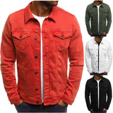 drip outfit men Hot Push Denim Coat Casual Solid Color Jacket Cardigan Button Tooling Coat Men