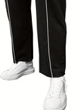 Joior Men's Casual Straight Leg Pants, Relaxed Fit Open Bottom Elastic Waist Reflective Stripes Trousers