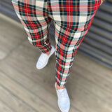 Joior Chic Plaid Slacks, Men's Casual Vintage Style Slightly Stretch Dress Pants