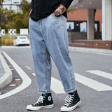 guys fits Plus Size Men's Casual Cropped Jeans Loose Harem Straight Pants Wide Leg Drop Feeling plus Size Daddy Pants