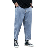 guys fits Plus Size Men's Casual Cropped Jeans Loose Harem Straight Pants Wide Leg Drop Feeling plus Size Daddy Pants