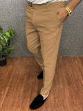 Joior Men's Chic Elegant Slacks, Solid Color Skinny Dress Pants For Business Banquet