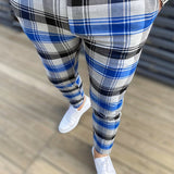 Joior Chic Plaid Slacks, Men's Casual Vintage Style Slightly Stretch Dress Pants