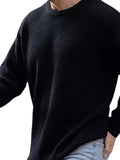 Joior All Match Knitted Sweater, Men's Casual Warm Mid Stretch Round Neck Pullover Sweater For Fall Winter