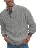 Joior 2All Match Knitted Cable Sweater, Men's Casual Warm Middle Stretch Stand Collar Pullover Sweater For Fall Winter