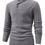 Joior All Match Knitted Sweater, Men's Casual Warm Middle Stretch Shawl Collar Pullover Sweater For Men Fall Winter