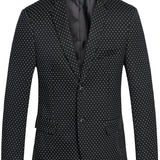 Joior Chic Wave Point Pattern Blazer, Men's Casual Single Breasted Flap Pocket Lapel Sports Coat For Business