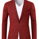 Joior Casual One Button Suit Jacket, Men's Blazer For Spring Fall