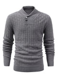 Joior All Match Knitted Sweater, Men's Casual Warm Middle Stretch Shawl Collar Pullover Sweater For Men Fall Winter