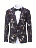 Joior Jacquard Weave One Button Blazer, Men's Casual Flap Pocket Suit Jacket For Business Banquet Party Dinner