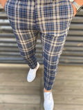 Joior Chic Plaid Slacks, Men's Casual Vintage Style Slightly Stretch Dress Pants