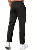 Joior Men's Casual Straight Leg Pants, Relaxed Fit Open Bottom Elastic Waist Reflective Stripes Trousers