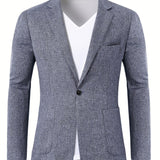 Joior Casual One Button Suit Jacket, Men's Blazer For Spring Fall