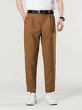 Joior Chic Cropped Dress Pants, Men's Formal Solid Color Dress Pants For Business Leisure Activities