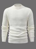 Joior All Match Knitted Sweater, Men's Casual Warm Mid Stretch Round Neck Pullover Sweater For Fall Winter