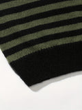 Joior All Match Knitted Striped Sweater, Men's Casual Warm Slightly Stretch Crew Neck Pullover Sweater For Fall Winter