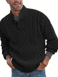 Joior 2All Match Knitted Cable Sweater, Men's Casual Warm Middle Stretch Stand Collar Pullover Sweater For Fall Winter