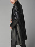 Joior Autumn Long Black Faux Leather Trench Coat for Women Long Sleeve Single Breasted Luxury British Style Fashion