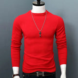 Men Autumn Winter Fashion Long Sleeve O-Neck Casual Knit Sweater Male Solid Color All-match Cashmere Sweater Pullover