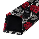 Joior Black Red Rose Floral Ties For Men 8cm Men's Silk Neck Tie Handkerchief Cufflinks Set Business Wedding Tie Gift For Men