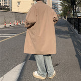 Joior Autumn Khaki/Black Trench Coat Men Fashion Casual Long Coat Men Korean Loose Oversized Windbreaker Jacket Mens Overcoat M-2XL