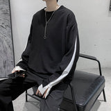 Joior Autumn Winter Long Sleeve Men T Shirts Clothes Black White Patchwork Fake Two Cool Fashion Tops Oversized Korean Style Side Slit