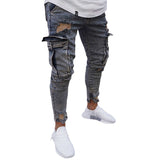 Joior Autumn Men Jeans Casual Pants New Fashion Frayed Slim Fit Long Denim Pants Hole Jeans