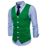 Joior Casual Cotton Linen Mens Suit Vest Slim Fit Single Breasted Sleeveless Waistcoat Male White Yellow Green Orange Light Blue M-4XL