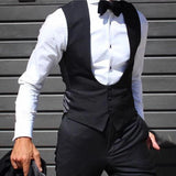 Joior Black Men Vest for Wedding Groom One Piece Slim Fit Suit Waistcoat Solid Color Male Fashion Coat