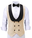 Joior Casual Men's Waiter Vest Burgundy Slim Fit Prom Double Breasted Blazer Champagne Suits Red Waistcoat For Wedding Best Man Grooms