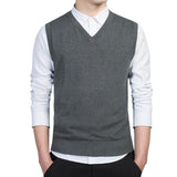 Joior Cotton Pullovers Vest Mens Sweater Autumn V Neck Slim Sweaters Vest Men's Warm Sleeveless Sweater Slim Style Casual M-3xl