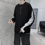 Joior Autumn Winter Long Sleeve Men T Shirts Clothes Black White Patchwork Fake Two Cool Fashion Tops Oversized Korean Style Side Slit