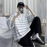 Joior Cool Summer Oversized T-Shirt Men Funny Harajuku Tshirt Streetwear Femme Striped Japan Hip Hop Loose Half Sleeve T Shirts Male