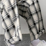 Joior Men Pants Plaid Loose Comfortable Retro Casual  All-match Elastic Waist Chic Wide Leg Trousers Fashion Streetwear Korean Style