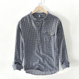 Camisa Masculina Cotton Linen Shirt Men Plaid Long Sleeve Casual Slim Pullover Quality Men's Business Dress Shirts Tops