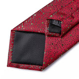 Joior Fashion Green Dot Red 8cm Men's Silk Tie Business Wedding Party Necktie Handkerchief Brooch Cufflinks Set Men's Gift Tie DiBanGu