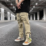 Joior Streetwear Patchwork Cashew Flower Print Cargo Pants Y2k Men Hip Hop Casual Functional Slim Cargo Trousers Male Pocket Side Zip