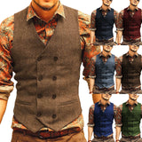 Joior fashion suits for men Casual Men's Brown Waiter Vest Jacket Slim Fit Prom Double Breasted Blazer Champagne Suits Waistcoat For Wedding Best Man Grooms