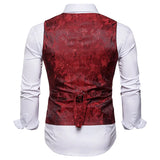 Joior Men's Red Paisley Double Breasted Dress Vest Brand New Slim Fit Formal Business Sleeveless Waistcoat Men Chaleco Hombre 2XL