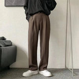 Joior Brown/Black Suit Pants Men Fashion Society Mens Dress Pants Korean Loose Straight Casual Pants Mens Office Formal Trousers S-3XL