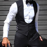 Joior Black Men Vest for Wedding Groom One Piece Slim Fit Suit Waistcoat Solid Color Male Fashion Coat