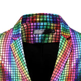 Joior Shiny Gold Plaid Sequin Suits Men Prom Dance Prom Suits with Pants Mens Festival Carnival Christmas Halloween Party Stage Outfit