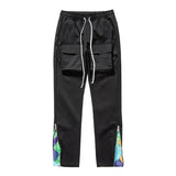 Joior Streetwear Patchwork Cashew Flower Print Cargo Pants Y2k Men Hip Hop Casual Functional Slim Cargo Trousers Male Pocket Side Zip