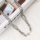 Joior Hip Hop Stainless Steel Cross Necklace for Women Men Punk Double Layer Splicing Chain Necklaces Charm Trend Neck Jewelry Choker