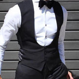 Joior Black Men Vest for Wedding Groom One Piece Slim Fit Suit Waistcoat Solid Color Male Fashion Coat