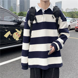 Joior Autumn Lapel Hoodie Men's Fashion Hit Color Casual Striped Hoodies Mens Streetwear Loose Hip-hop Pullover Sweatshirt Men Hoody