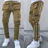 Joior Summer Cargo Casual Pants Men's Hip Pop Joggers Reflective Multi-Pocket Trackpants Men's Running Jogging Pants Sports Trousers