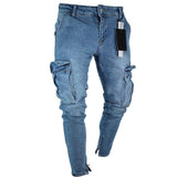 Joior Autumn Men Jeans Casual Pants New Fashion Frayed Slim Fit Long Denim Pants Hole Jeans